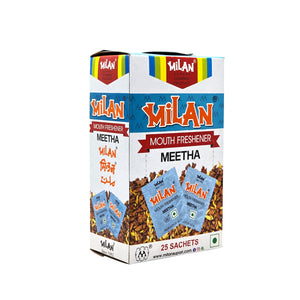 MILAN MEETHA - Mouth Freshener - Crisp, Cool & Sweet Flavour - Freshens Your Breath - No Supari - FREE SHIPPING - 3 Boxes (75 sachets)