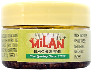 Milan Supari - Assorted Pack of 5 Dibbis - Sugandhi + Elaichi + Kesari + Meethi + Special - Fine Quality Since 1962 - Small and soft pieces - Easy to chew - FREE SHIPPING